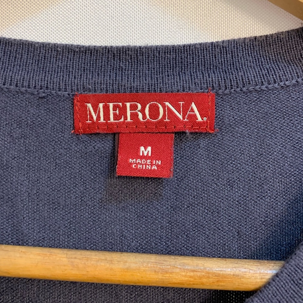 Merona Steel Gray-Blue Beaded Neck Button Down Cardigan Sweater - size MED - Picture 8 of 10